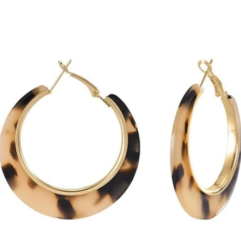 Tortoise Shell Resin Hoop Earrings